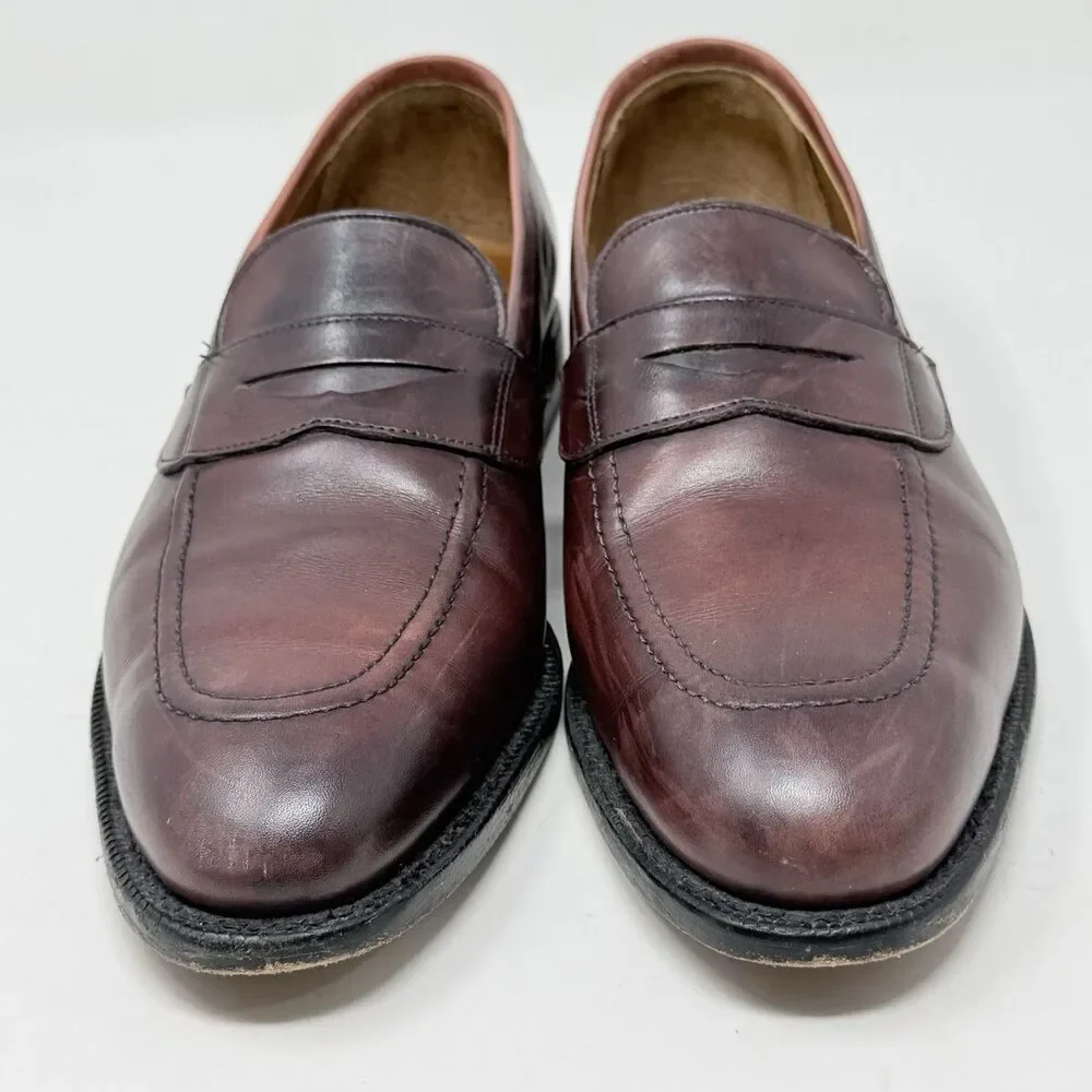 Allen Edmonds Lake Forest Penny Loafers Mens 9.5 D Burgundy Leather Dress Shoes
